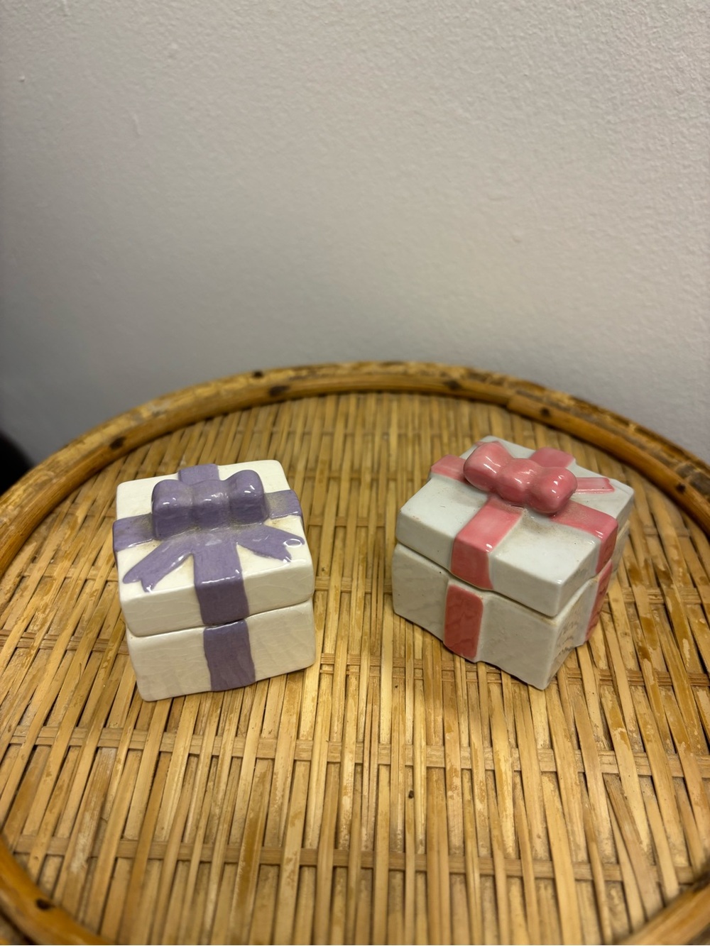 Ceramic Gift Box Trinket Set in Purple and Pink